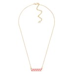Wholesale gold Chain Link Necklace Enamel Checker Pendant L Extender L