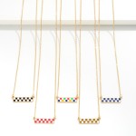 Wholesale gold Chain Link Necklace Enamel Checker Pendant L Extender L