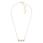 Wholesale gold Chain Link Necklace Enamel Checker Pendant L Extender L