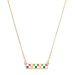 Wholesale gold Chain Link Necklace Enamel Checker Pendant L Extender L