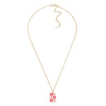 Gold Tone Chain Link Necklace Featuring Enamel Flower Checker Pendant.

- Approximately 16" L
- Extender 2.5" L