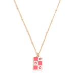Wholesale gold Chain Link Necklace Enamel Flower Checker Pendant L Extender L