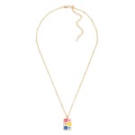 Wholesale gold Chain Link Necklace Enamel Flower Checker Pendant L Extender L
