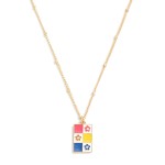 Wholesale gold Chain Link Necklace Enamel Flower Checker Pendant L Extender L