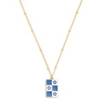 Wholesale gold Chain Link Necklace Enamel Flower Checker Pendant L Extender L
