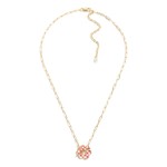 Wholesale chain Link Necklace Checkered Enamel Flower Charm T Closure L