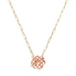 Wholesale chain Link Necklace Checkered Enamel Flower Charm T Closure L