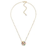 Wholesale chain Link Necklace Checkered Enamel Flower Charm T Closure L