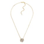 Wholesale chain Link Necklace Checkered Enamel Flower Charm T Closure L