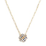 Wholesale chain Link Necklace Checkered Enamel Flower Charm T Closure L
