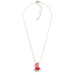 Gold Tone Ball Chain Link Necklace Featuring Glass Santa Charm.

- Approximately 16" L
- Extender 2"