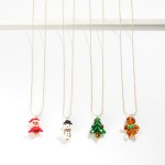 Wholesale gold Ball Chain Link Necklace Glass Gingerbread Man Charm L Extender
