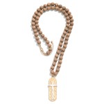 Wood Beaded Necklace With Hammered Cross Pendant 

- Approximately 28 " L
- Extender 3" L
- Pendant 2.25" L / 0.75" W 