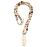 Wholesale wood Beaded Necklace Hammered Cross Pendant L Extender L Pendant L W