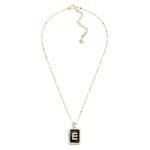 Gold Tone Chain Link Necklace With Enamel and Pearl Initial Pendant.

- Approximately 16" L
- Extender 2.5" L