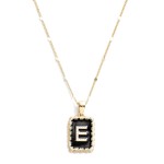 Wholesale gold Chain Link Necklace Enamel Pearl Initial Pendant L Extender L