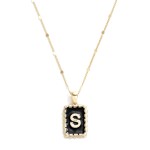 Wholesale gold Chain Link Necklace Enamel Pearl Initial Pendant L Extender L