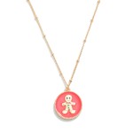 Wholesale chain Link Necklace Enamel Gingerbread Man Pendant L Extender L