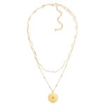 Layered Chain Link Necklace Featuring Daisy Chain and Flower Pendant.

- Approximately 16" L
- Extender 3" L