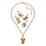 Wholesale gold Chain Link Necklace Interchangeable Enamel Christmas Themed Charm