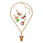 Wholesale gold Chain Link Necklace Interchangeable Enamel Christmas Themed Charm