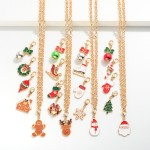 Wholesale gold Chain Link Necklace Interchangeable Enamel Christmas Themed Charm