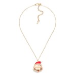 Kids Dainty Chain Necklace With Glitter Santa Pendant.

- Approximately 14" L 
- Extender 3" L