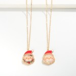 Kids Dainty Chain Necklace With Glitter Santa Pendant.

- Approximately 14" L 
- Extender 3" L