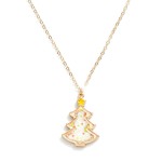 Wholesale kids Dainty Chain Necklace Christmas Tree Glitter Pendant L Extender L