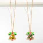 Wholesale kids Dainty Chain Necklace Glitter Christmas Bell Pendant L Extender L