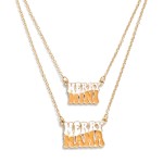 Wholesale matching Mama Mini Chain Link Necklace Set Enamel Merry Mama Merry Min