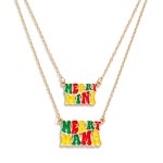 Wholesale matching Mama Mini Chain Link Necklace Set Enamel Merry Mama Merry Min