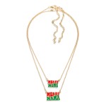 Wholesale matching Mama Mini Chain Link Necklace Set Enamel Merry Mama Merry Min