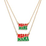 Wholesale matching Mama Mini Chain Link Necklace Set Enamel Merry Mama Merry Min