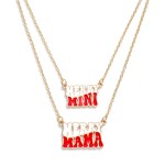 Wholesale matching Mama Mini Chain Link Necklace Set Enamel Merry Mama Merry Min