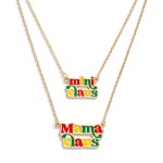 Wholesale matching Mama Mini Chain Link Necklace Set Enamel Mama Claus Mini Clau