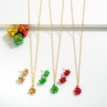 Wholesale christmas Necklace Earring Set Christmas Gift Bows Stud Earrings W Nec