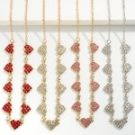 Wholesale rhinestone Pave Heart Chain Link Necklace L Extender