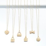 Wholesale gold Chain Link Necklace Quilted Perfume Decant Charm Pearl Accents L