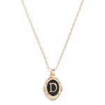 Wholesale dainty Chain Link Necklace Enamel Initial Pendant L W Extender Pendent