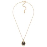 Dainty Chain Link Necklace Featuring Enamel Initial Pendant 

- Approximately 16" L W/ 3" Extender 
- Pendent 1.25" L