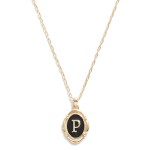 Wholesale dainty Chain Link Necklace Enamel Initial Pendant L W Extender Pendent