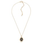 Dainty Chain Link Necklace Featuring Enamel Initial Pendant 

- Approximately 16" L W/ 3" Extender 
- Pendent 1.25" L