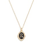 Wholesale dainty Chain Link Necklace Enamel Initial Pendant L W Extender Pendent