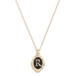 Wholesale dainty Chain Link Necklace Enamel Initial Pendant L W Extender Pendent