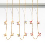 Wholesale multitone Enamel Spaced MAMA Letter Chain Link Necklace L Extender