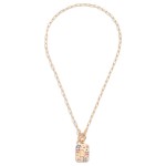 Gold T-Bar Initial Pendant Necklace Featuring Rhinestone Accents 

- Approximately 14" L