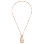 Gold T-Bar Initial Pendant Necklace Featuring Rhinestone Accents 

- Approximately 14" L