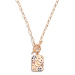 Wholesale gold T Bar Initial Pendant Necklace Rhinestone Accents L