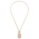 Gold T-Bar Initial Pendant Necklace Featuring Rhinestone Accents 

- Approximately 14" L